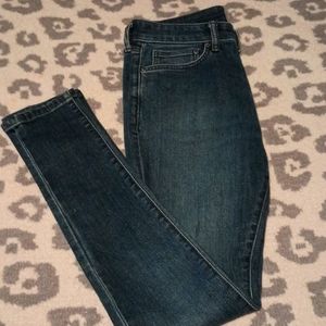 H&M high-waisted skinny jeans heavy washed denim.